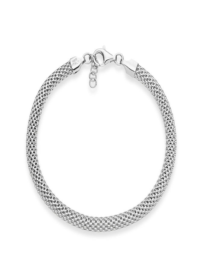 Miabella 925 Sterling Silver Italian 5mm Mesh Link Chain Bracelet for Women, Made in Italy (6.5 Inches) - Image 4